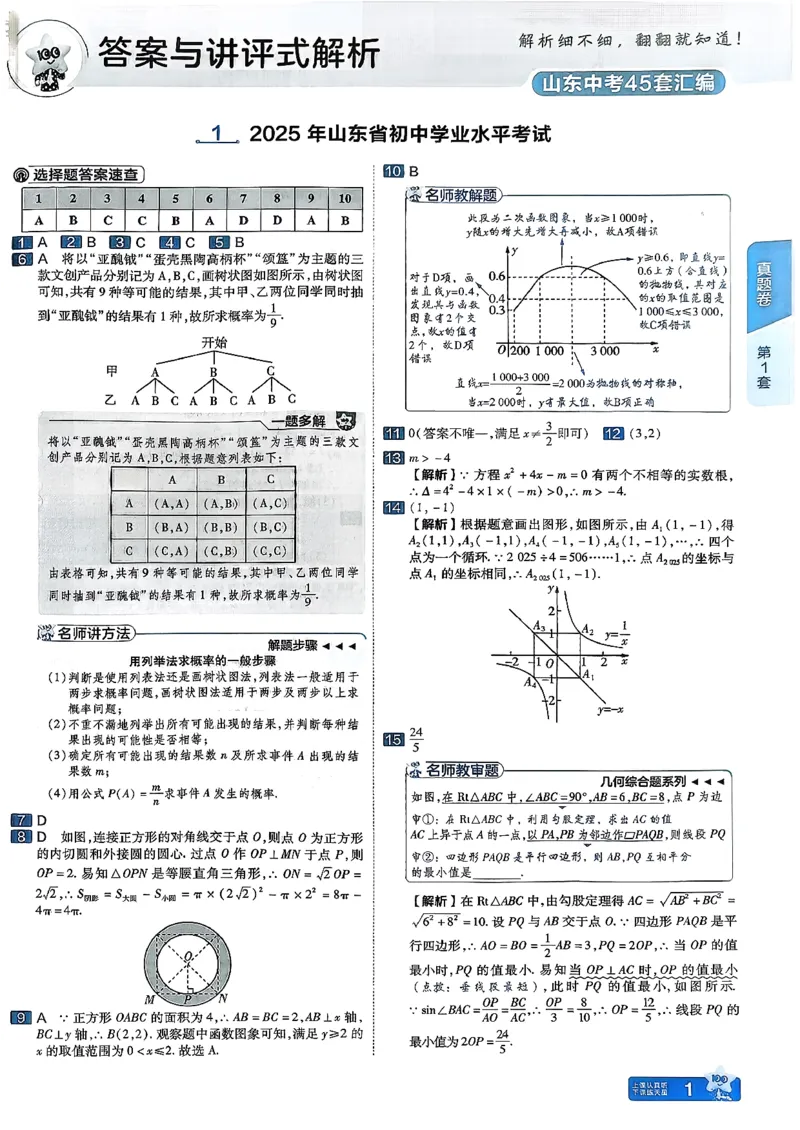 《天星2026山东中考45套汇编讲评式解析_12.2026年4月全国各地高考模拟卷_2026版初中金考卷•45套中考试卷汇编系列合集_2026版初中《天星教育中考45套汇编》（英数理化）（山东）》第5页预览