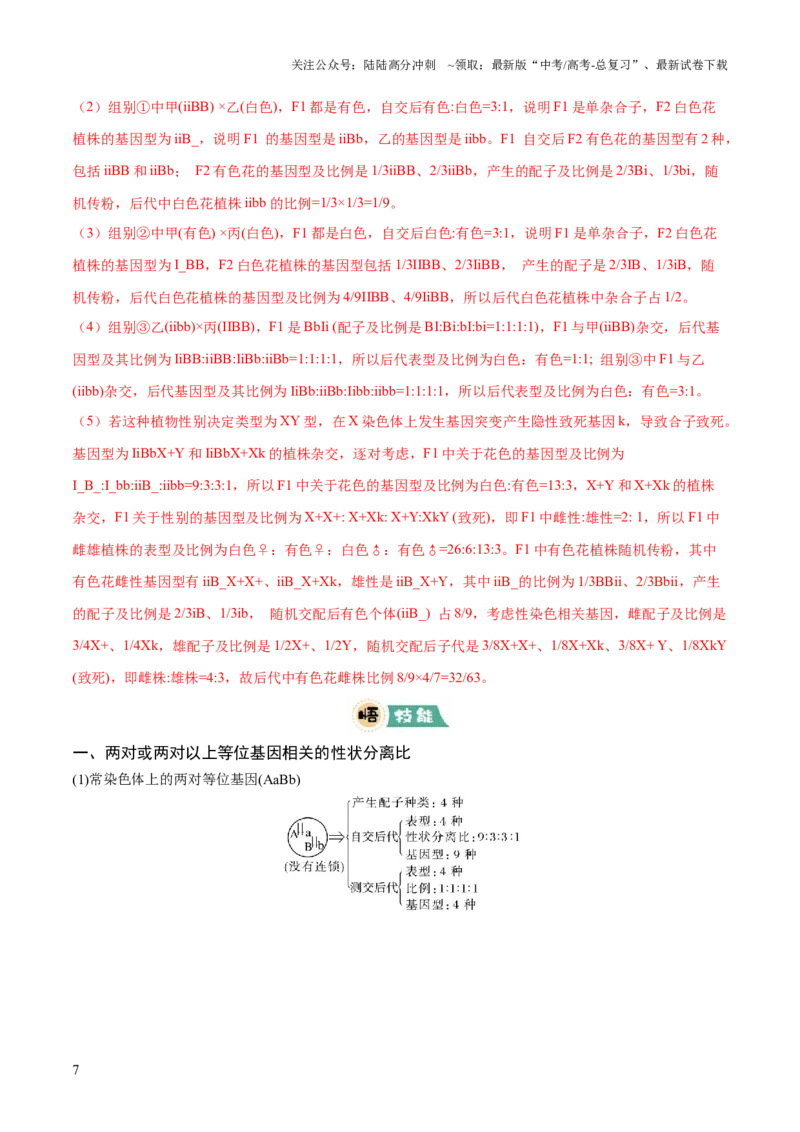 《大题02遗传规律及其应用（解析版）_06-生物-高考总复习_三轮冲刺_大题精做冲刺2025年高考生物大题突破+限时集训（新高考通用）》第7页预览