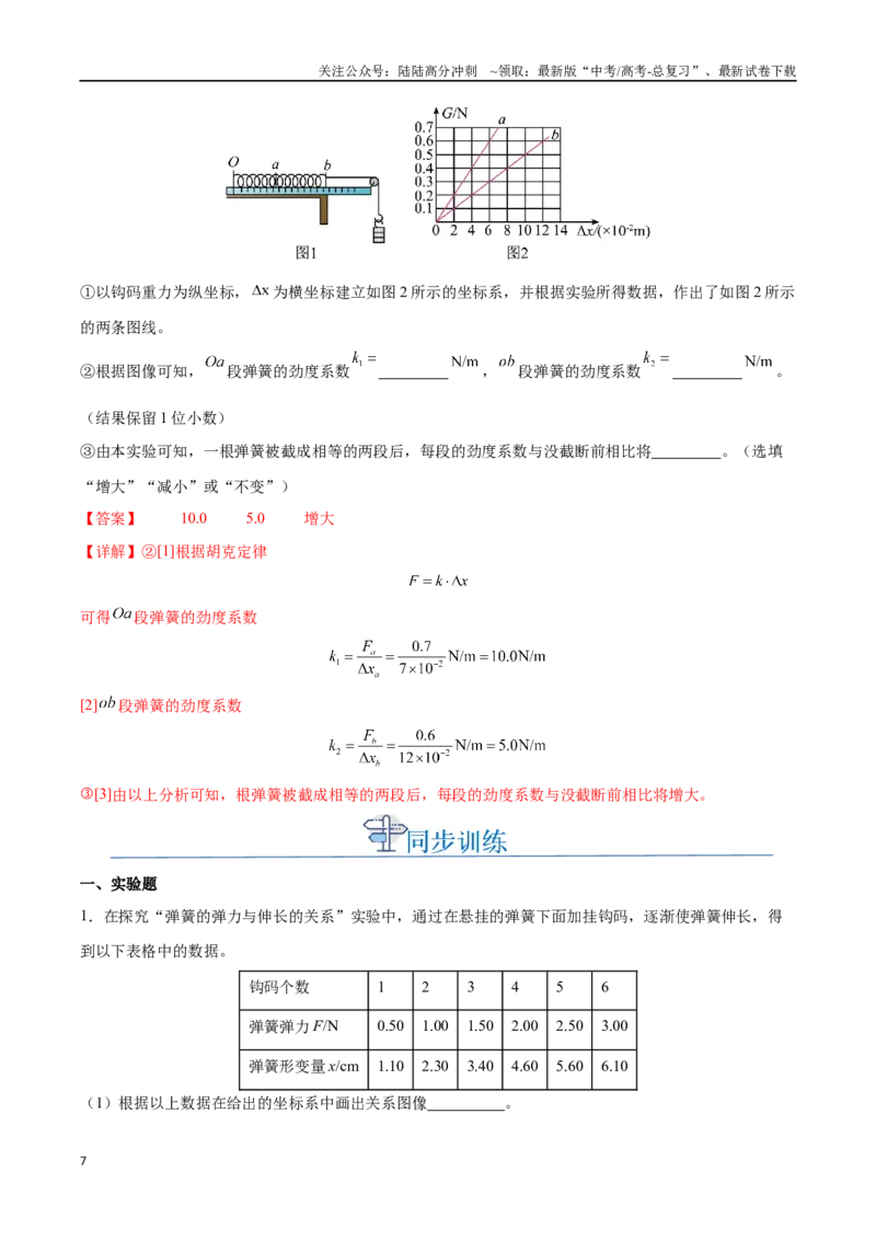 《实验二：探究弹力和弹簧伸长的关系（解析版）_04-物理-高考总复习_一轮复习_2024年_2024年高考物理一轮复习讲义知识点梳理重难点复习_资料》第7页预览