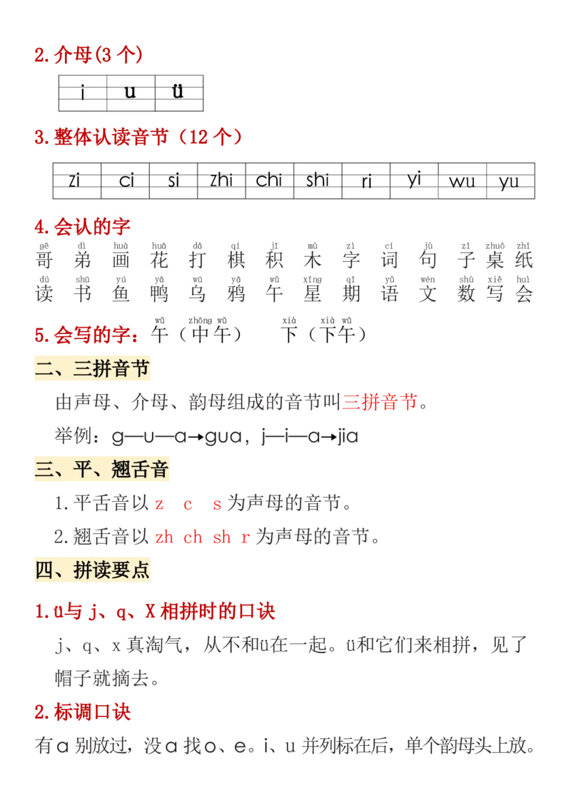 《(2)_1年级上册同步教辅_1上语文_一上语文-核心考点_一年级上册语文期中高频考点》第4页预览