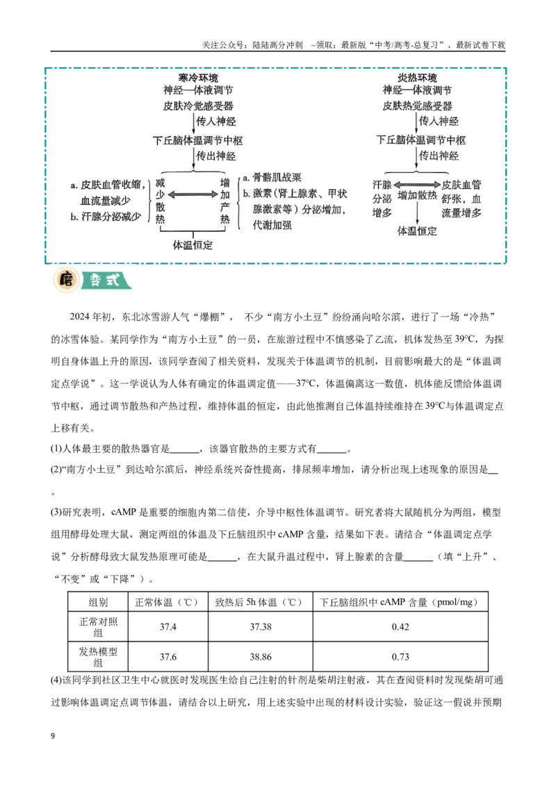 《大题02动物生命活动的调节（黑吉辽蒙专用）（学生版）_06-生物-高考总复习_专项复习_2025年_2025年高考生物大题突破+限时集训（黑吉辽蒙专用）》第9页预览