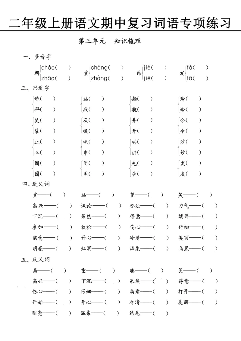 《10.30期中专项三词语五大题型练习(1)_2年级上册同步教辅_2上-语文_二上语文-词语.默写》第4页预览