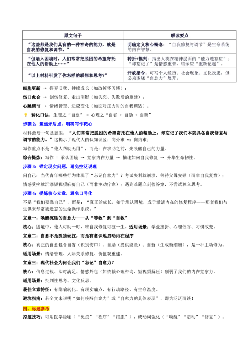 《广东省高三第（光大联考）二次调研“自我修复与调节自愈——你本自具足”_专项复习_2026年-语文专项复习_302026年高考语文各地名校模考卷作文导写》第2页预览