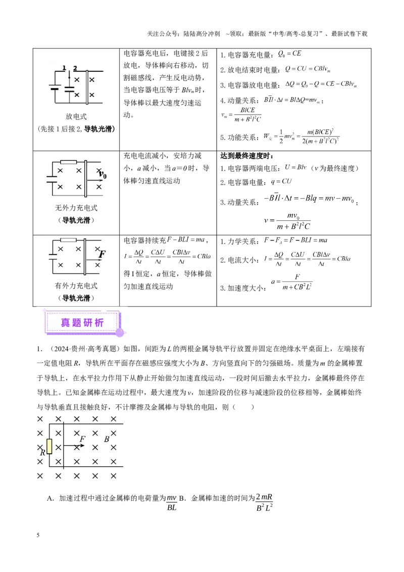 《微专题四动量观点在电磁感应中的应用（讲义）（学生版）_04-物理-高考总复习_二轮复习_2025年_2025年高考物理二轮复习课件+讲义+练习（新高考通用）》第5页预览