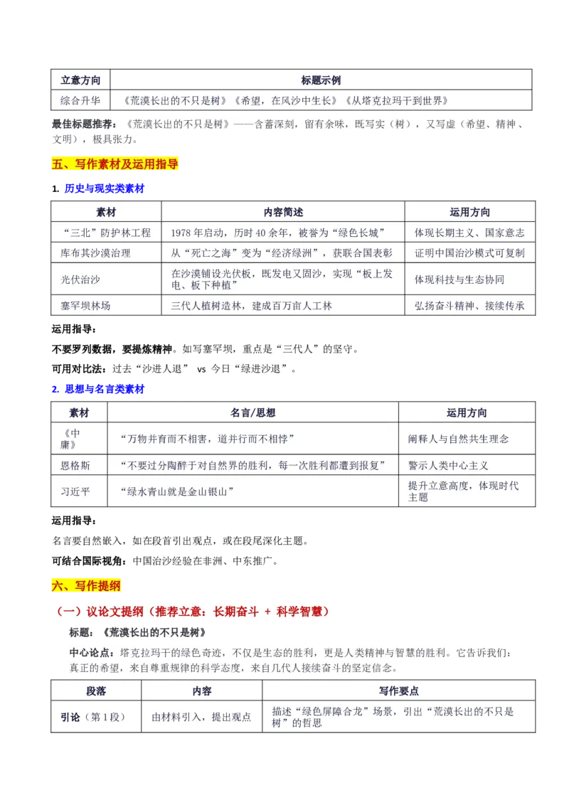 《安徽26届高三鼎尖名校联考“荒漠长出的不只是树：新疆塔克拉玛干沙漠生命禁区长出希望”写作系统指导-备战2026年高考语文各地名校模考卷作文导写_专项复习_2026年-语文专项复习》第4页预览