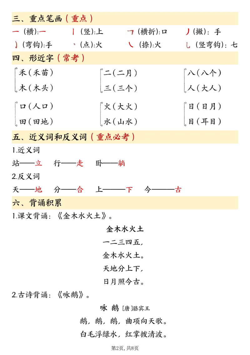 《10.92024新一年级上册语文期中复习知识点_1年级上册同步教辅_1上语文_一上语文-知识点汇总》第2页预览