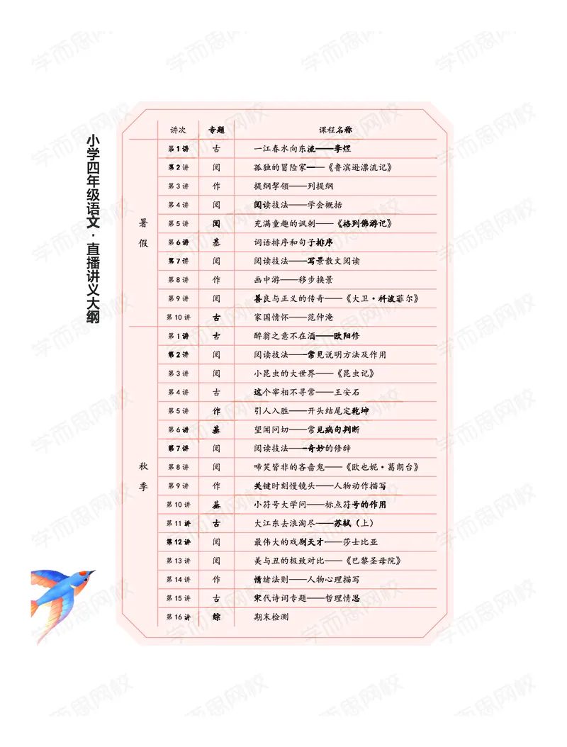 《暑期讲义四年级大语文直播班讲义-008fe61f2cd5_小学学而思全套_四年级全套_四年级2020年暑-2021年的直播课_2020年暑假课程四年级_2020年暑假课程四年级语文》第4页预览