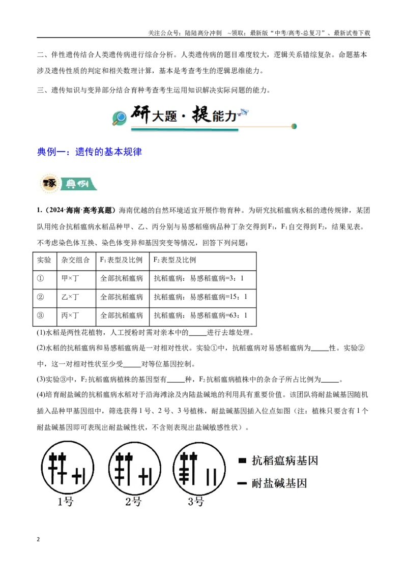 《大题02遗传规律及其应用（学生版）_06-生物-高考总复习_专项复习_2025年_2025年高考生物大题突破+限时集训（新高考通用）》第2页预览