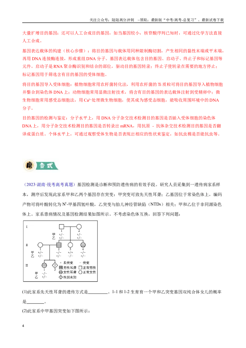 《大题05基因工程（学生版）_06-生物-高考总复习_专项复习_2025年_2025年高考生物大题突破+限时集训（安徽专用）》第4页预览