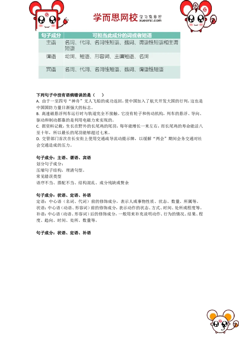 《第4讲：基础知识·病句的辨析与修改（含现代汉语基础语法）（上）（一轮）-3ef39a2d0dc0_学而思高三全套_高三录播课程各种版本_高三一轮二轮》第3页预览