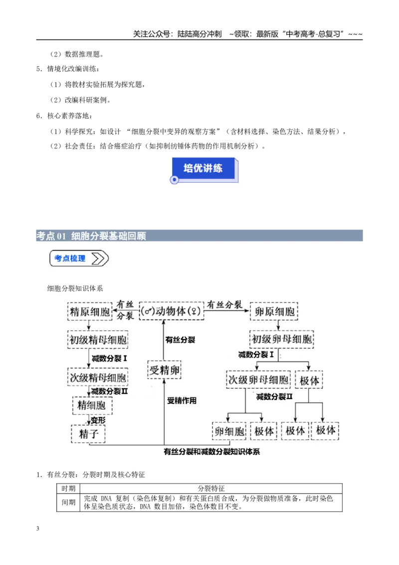 《培优专题04细胞分裂与可遗传变异（高效培优讲义）（全国通用）（教师版）_06-生物-高考总复习_一轮复习_2026年-生物高考一轮复习_2026版_一轮培优提升》第3页预览