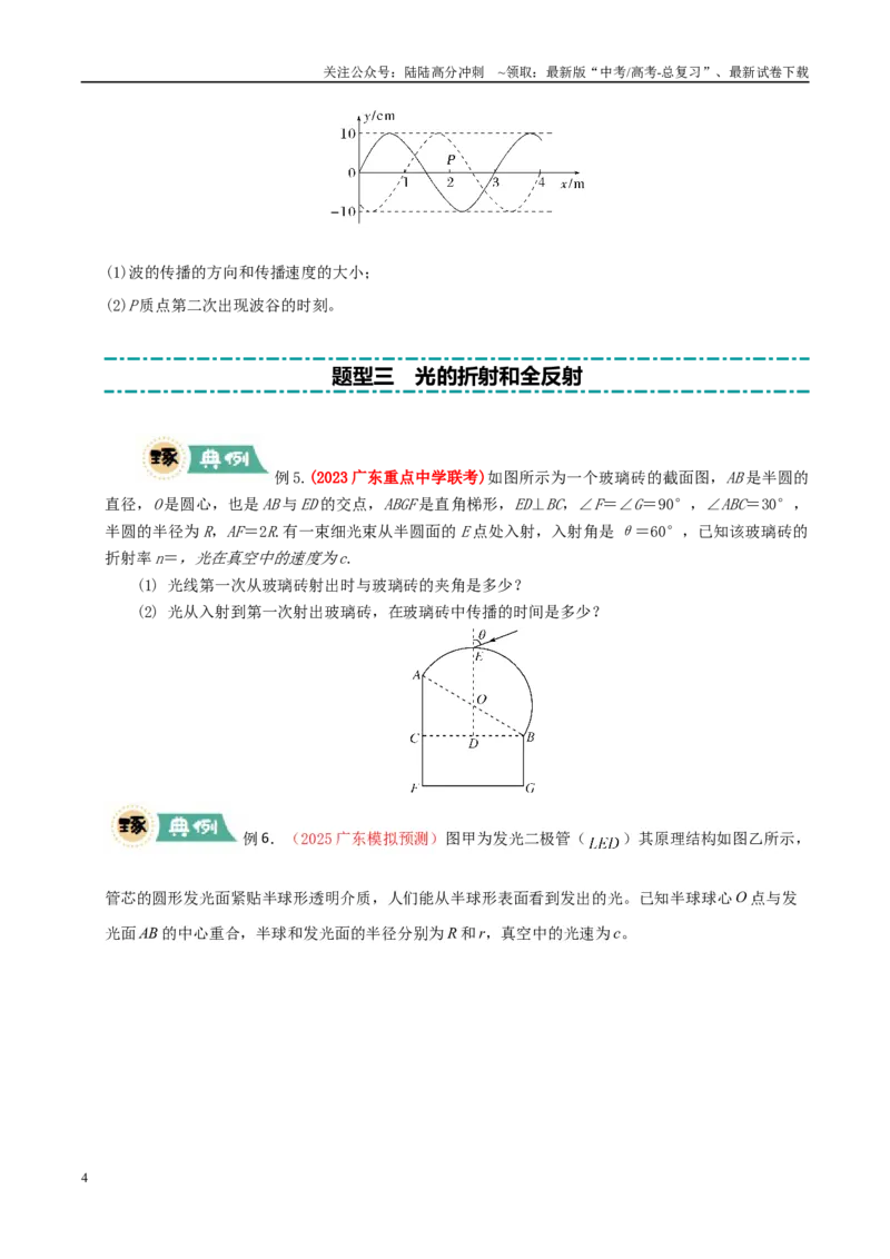 《大题13振动、波动与几何光学（学生版）_04-物理-高考总复习_专项复习_2025年_2025年高考物理大题突破+限时集训（广东专用）》第4页预览