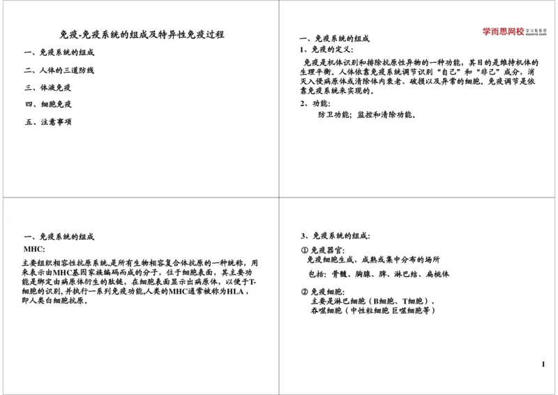 《免疫-免疫系统的组成及特异性免疫过程（一轮下）-f0905d76c07d_学而思高三全套_高三录播课程各种版本_高三一轮二轮_29709-56高考生物一轮总复习（必修+选修1、3）》第1页预览