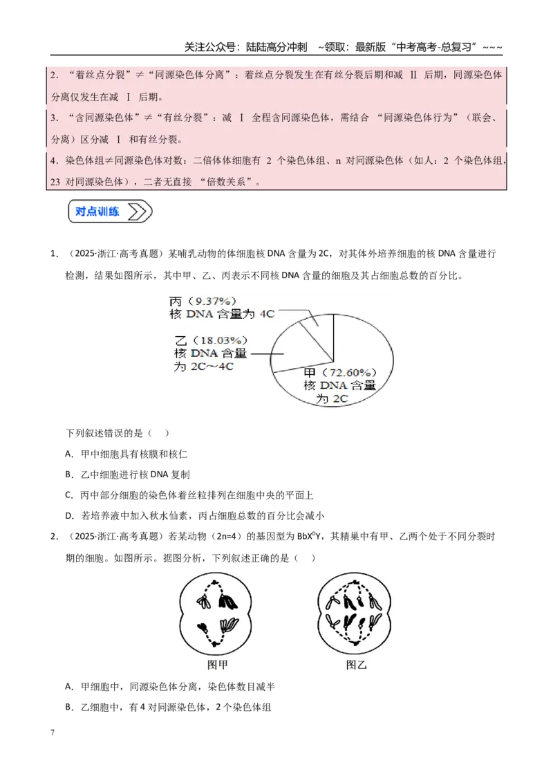 《培优专题04细胞分裂与可遗传变异（高效培优讲义）（全国通用）（学生版）_06-生物-高考总复习_一轮复习_2026年-生物高考一轮复习_2026版_一轮培优提升》第7页预览