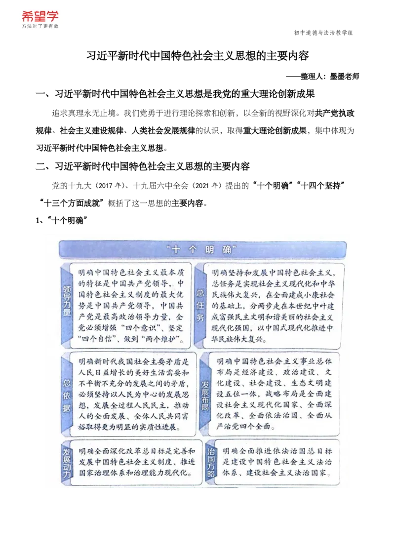《习近平新时代中国特色社会主义思想的主要内容-4706d23c880c_学而思初中3年级_2024春下初三_初三政治培训班（春下·全国版·A+）_讲义及拓展资料》第1页预览