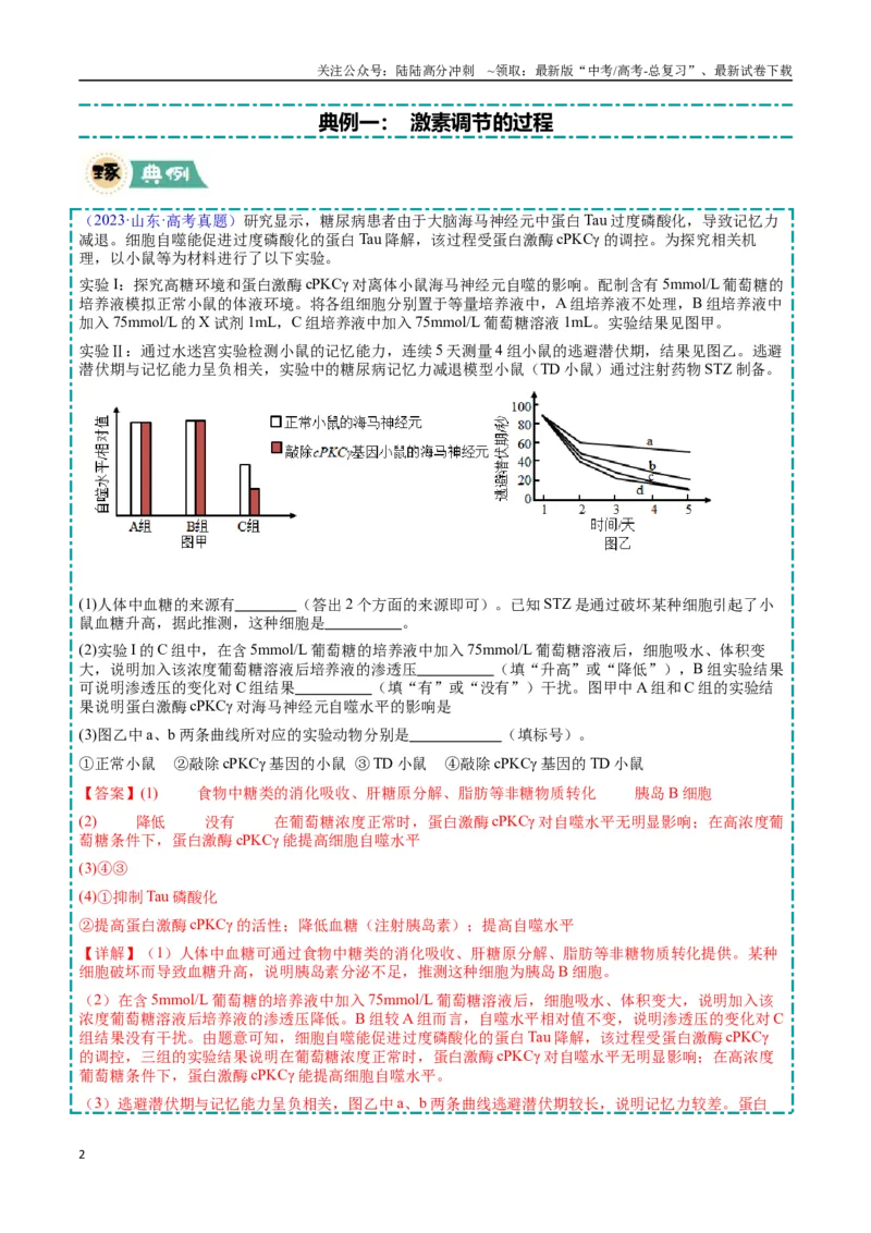 《大题03生命活动调节类（教师版）_06-生物-高考总复习_专项复习_2025年_2025年高考生物大题突破+限时集训（安徽专用）》第2页预览