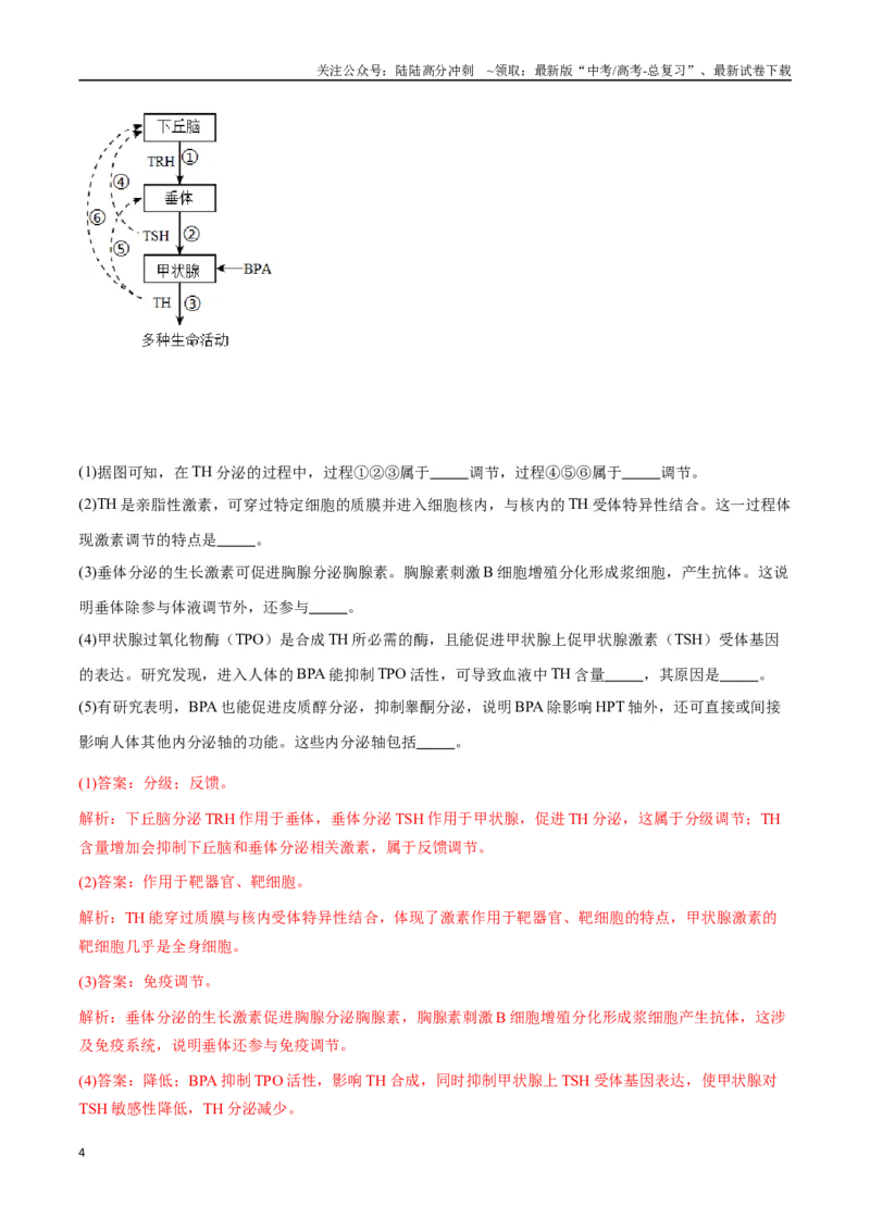 《大题03生命活动调节类（教师版）_06-生物-高考总复习_专项复习_2025年_2025年高考生物大题突破+限时集训（安徽专用）》第4页预览