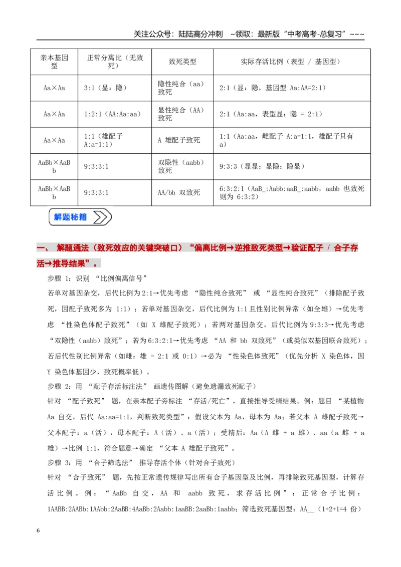 《培优专题07遗传定律的特例（高效培优讲义）（全国通用）（教师版）_06-生物-高考总复习_一轮复习_2026年-生物高考一轮复习_2026年高考生物一轮复习讲义+练习+课件（新教材新高考）-G55》第6页预览