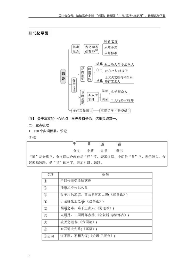 《必修上册(一)　单篇梳理　基础积累　课文2　师说_一轮复习_2024年_2024高考语文大一轮复习课件讲义新人教版知识总结_2024年高考语文一轮复习讲义（部编新高考版）_教材文言文点线面》第3页预览