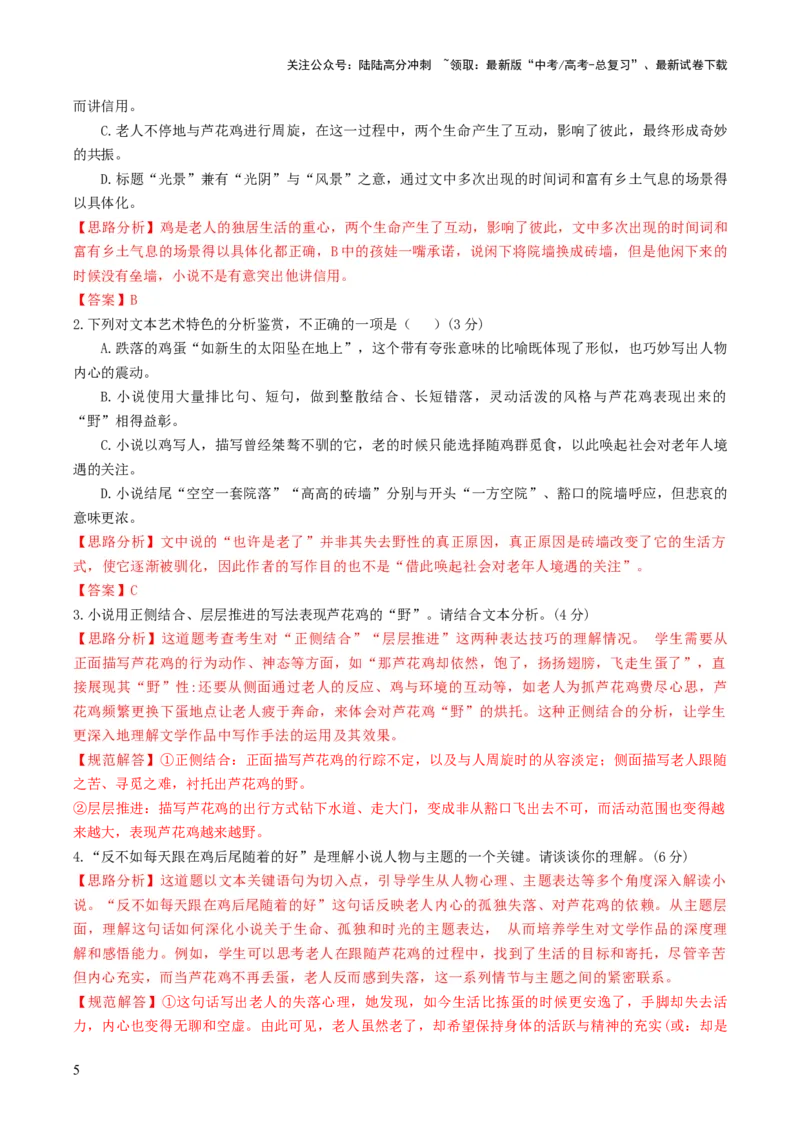 《大题03文学类文本（小说）阅读（现代文阅读Ⅱ）（解析版）_三轮冲刺_大题精做冲刺2025年高考语文大题突破+限时集训（新高考通用）》第5页预览
