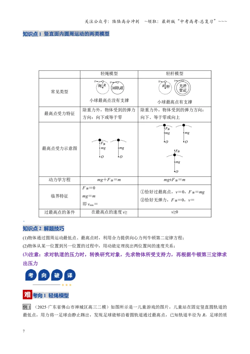 《微专题圆周运动的临界问题（复习讲义）（湖南专用）（学生版）_04-物理-高考总复习_一轮复习_2026年-物理高考一轮复习_2026年高考物理一轮课件+讲义+练习（湖南专用）-G331》第7页预览