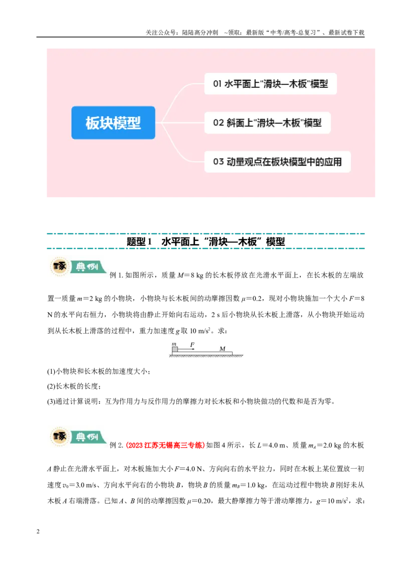《大题04板块模型（学生版）_04-物理-高考总复习_专项复习_2025年_2025年高考物理大题突破+限时集训（新高考通用）》第2页预览