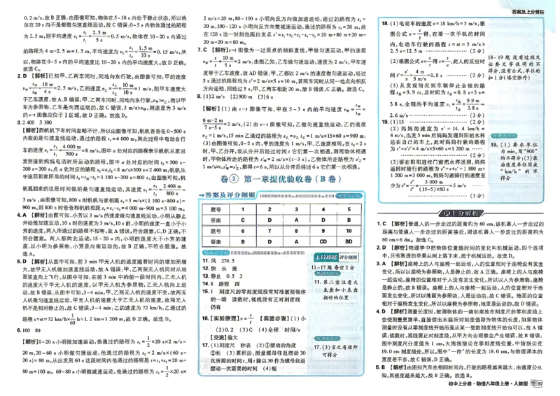《8上物理答案_2027版初中《必刷题上分卷》8年级上册（物理）（人教）》第5页预览