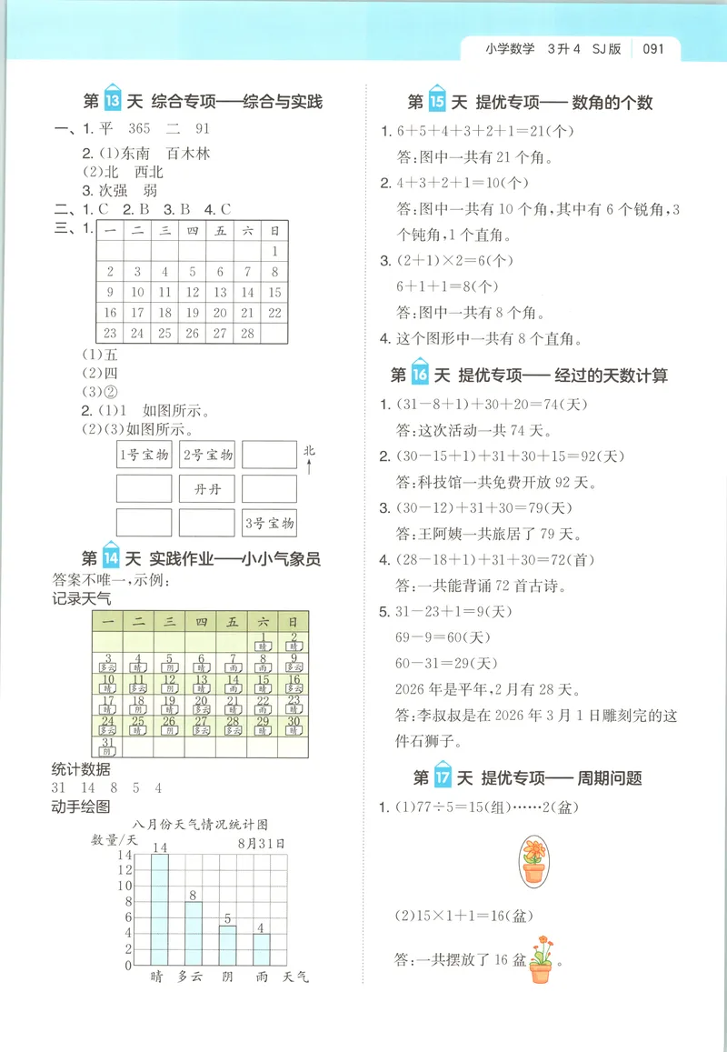 《答案_2026年秋小学《一本暑假作业》2-6年级上册（数学）（苏教）_26秋三升四数学《一本一起写暑假作业》苏教版》第5页预览