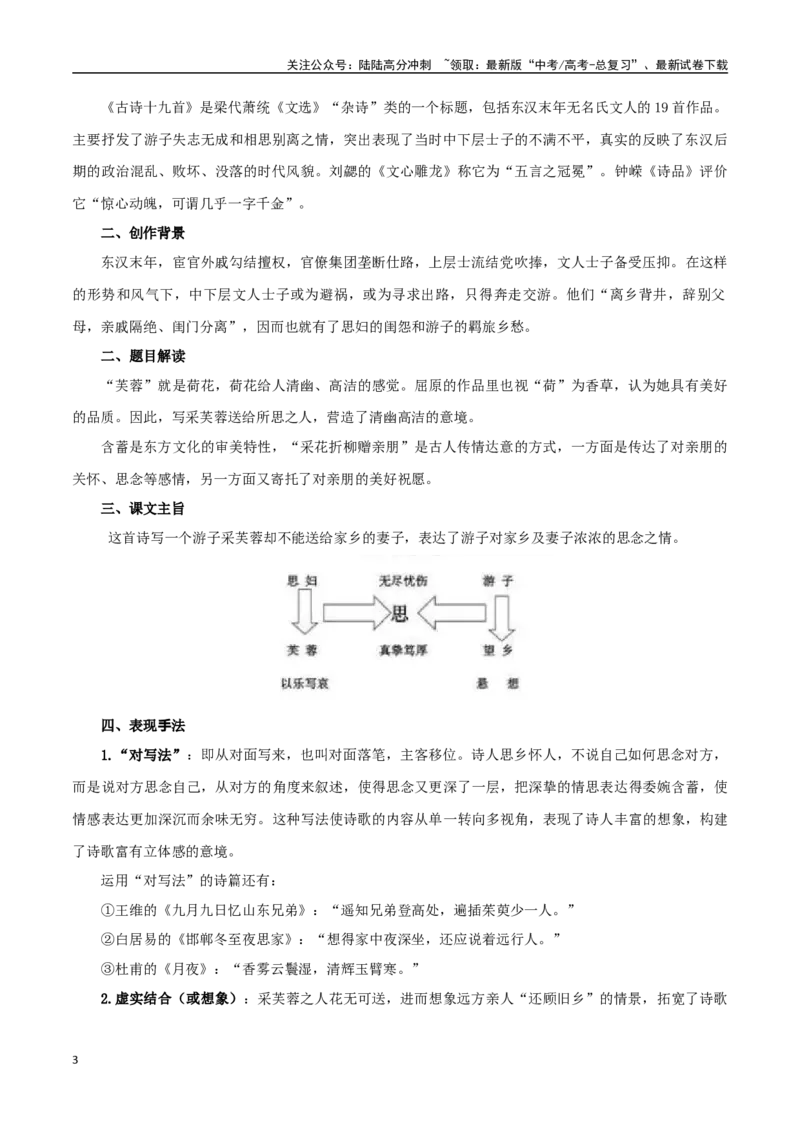 《必修上册诗歌背诵篇目之《涉江采芙蓉》实词句式默写模拟拓展训练（学生版）_专项复习_2025年_2025年高考语文古诗文必备篇目读写专练（全国通用）_资料_1-必修上册》第3页预览