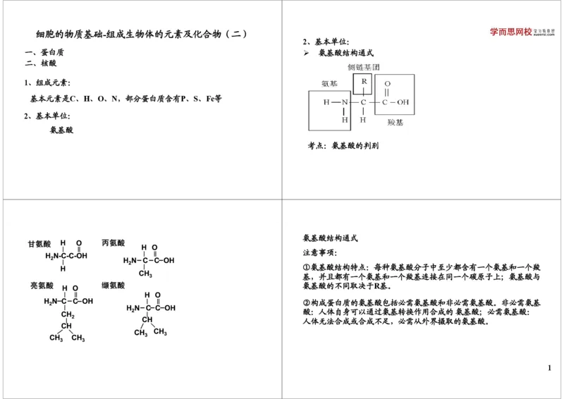 《细胞的物质基础-组成生物体的元素及化合物（二）-6b5a873023fd_学而思高三全套_高三录播课程各种版本_高三一轮二轮_29709-56高考生物一轮总复习（必修+选修1、3）》第1页预览