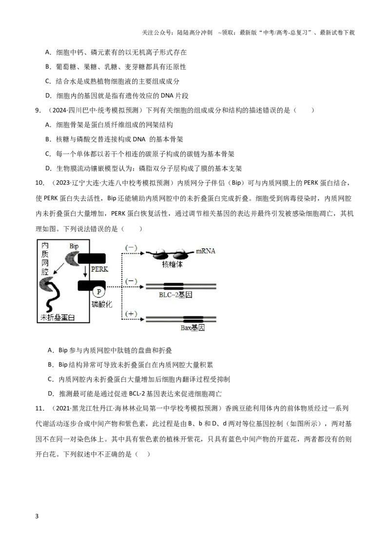 《必修2遗传与进化测试卷（原卷版）_06-生物-高考总复习_一轮复习_2024年_2024年高考生物一轮复习考点帮（新高考）_必修2》第3页预览