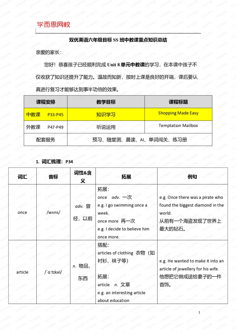《暑假六年级SS班U8-L1重点知识总结-6733d447d4af_小学学而思全套_六年级全套_六年级2020年暑-2021年春直播课程_2020年暑假课程六年级_2020年暑假课程六年级_2020年暑假课程六年级英语》第1页预览