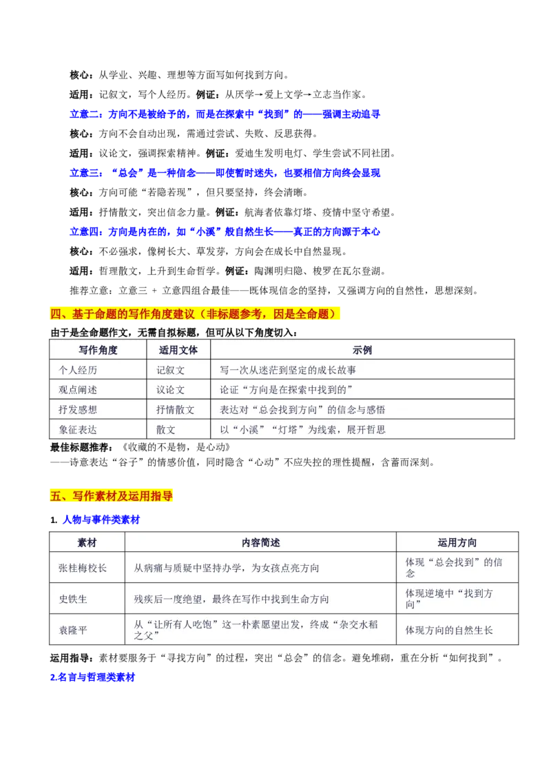 《山东七市（临沂、济宁、日照、潍坊等七市）联考“总会找到前进的方向”_专项复习_2026年-语文专项复习_582026年高考语文各地名校模考卷作文导写》第3页预览