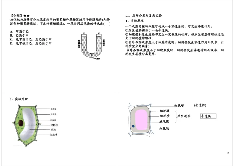《细胞的结构与功能-细胞结构实验：质壁分离，细胞-3384793ecbcb_学而思高三全套_高三录播课程各种版本_高三一轮二轮_29709-56高考生物一轮总复习（必修+选修1、3）》第2页预览