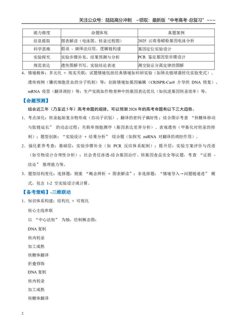 《培优专题06遗传信息的传递与表达（高效培优讲义）（全国通用）（学生版）_06-生物-高考总复习_一轮复习_2026年-生物高考一轮复习_2026版_一轮培优提升》第2页预览
