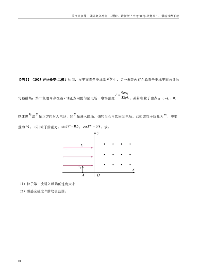 《大题09带电粒子在匀强磁场、复合场中的运动（5大题型）（学生版）_04-物理-高考总复习_专项复习_2025年_2025年高考物理大题突破+限时集训（黑吉辽蒙专用）》第10页预览