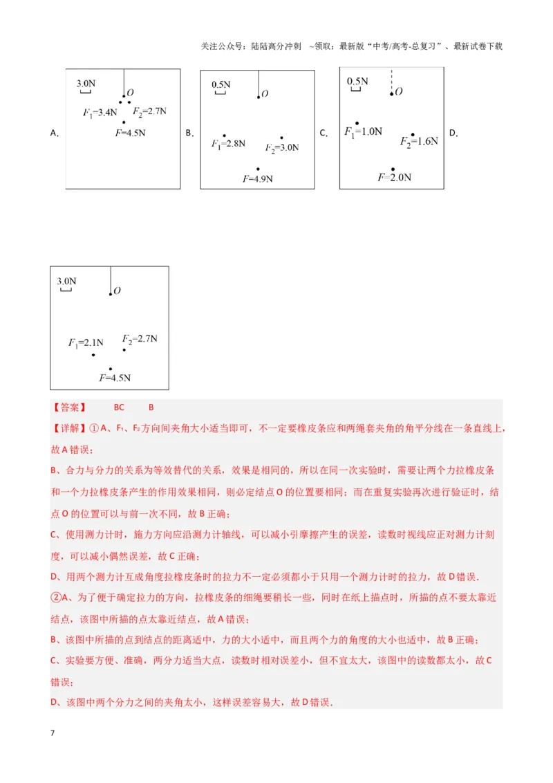 《实验3：探究两个互成角度的力的合成规律（解析版）_04-物理-高考总复习_专项复习_2024年_2024年高考物理必考实验讲练19份实验攻略资料_资料》第7页预览