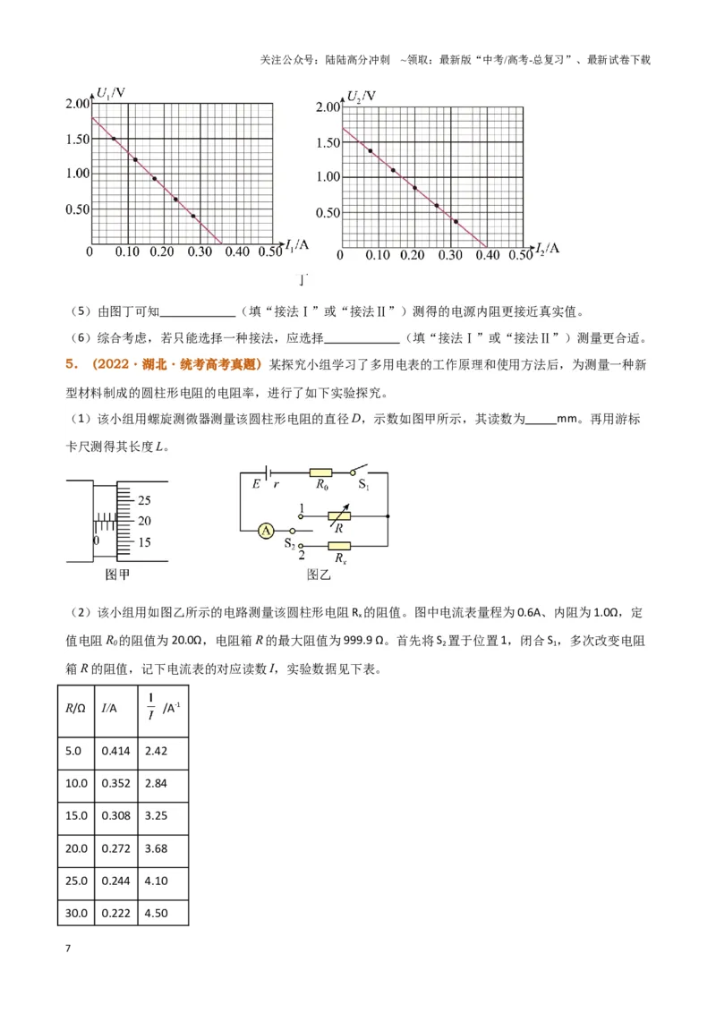 《实验13：测电源电动势和内阻5年58卷13考（原卷版）_04-物理-高考总复习_专项复习_2024年_2024年高考物理必考实验讲练19份实验攻略资料_资料》第7页预览