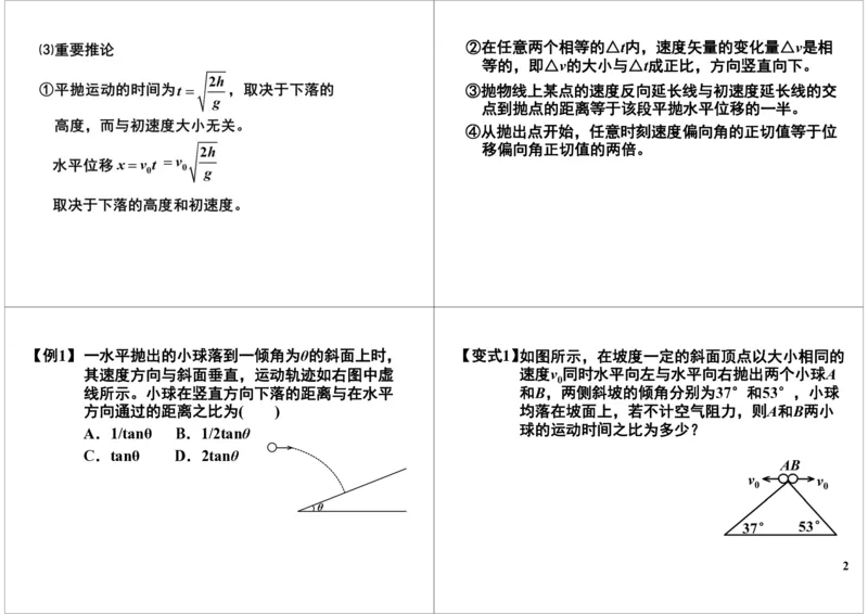 《14讲义-d0a709e6fa93_学而思高三全套_高三录播课程各种版本_高三一轮二轮_21630=11964高考物理一轮总复习(含动量部分）-于亮61讲_第14讲平抛运动及斜抛运动》第2页预览