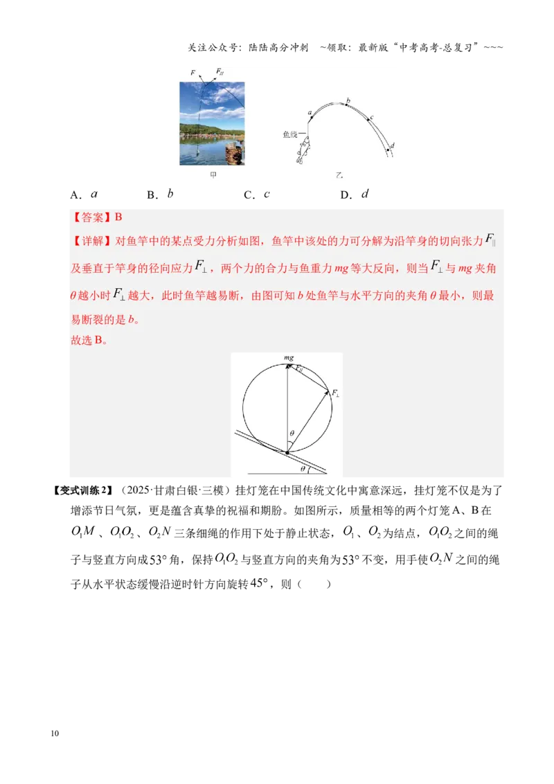 《微专题动态平衡平衡中的临界与极值问题（湖南专用）（教师版）_04-物理-高考总复习_一轮复习_2026年-物理高考一轮复习_2026年高考物理一轮课件+讲义+练习（湖南专用）-G331》第10页预览