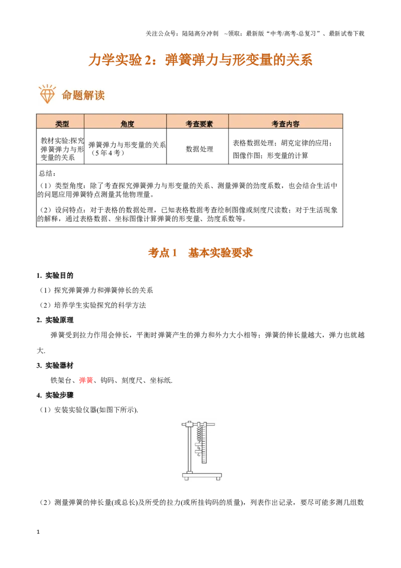《实验2：探究弹簧弹力与形变量的关系（解析版）_04-物理-高考总复习_专项复习_2024年_2024年高考物理必考实验题讲解练习重难点题型归纳_资料》第1页预览