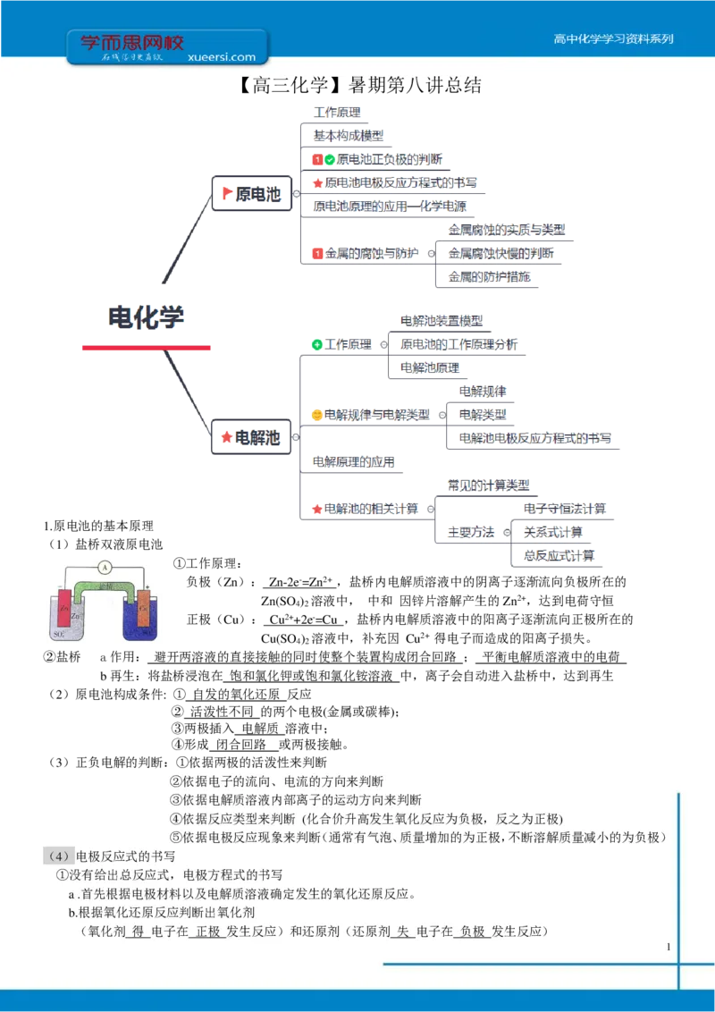 《第八讲知识总结-f1777792d79f_学而思高三全套_2019年高三暑假直播_2019-暑高二升高三化学一轮复习直播凌云班（全国）10讲郑慎捷》第1页预览