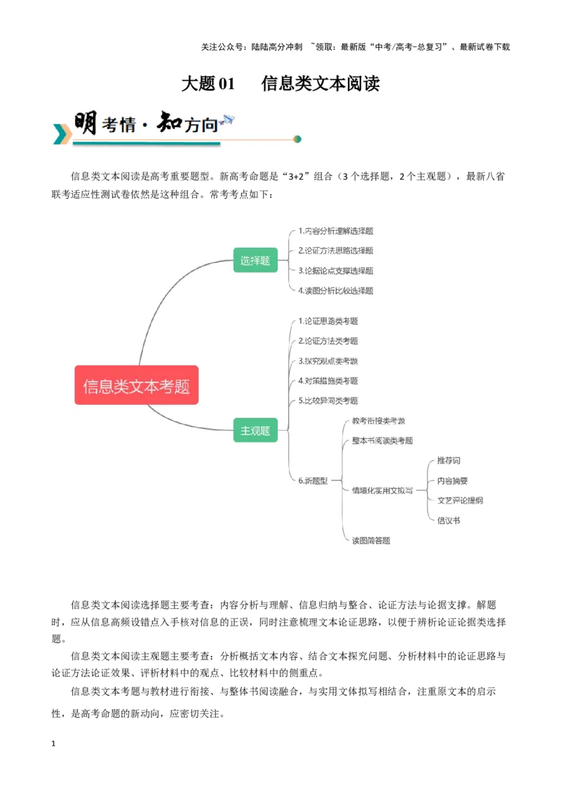 《大题01信息类文本阅读（现代文阅读Ⅰ）（学生版）_专项复习_2025年_2025年高考语文大题突破+限时集训（新高考通用）》第1页预览