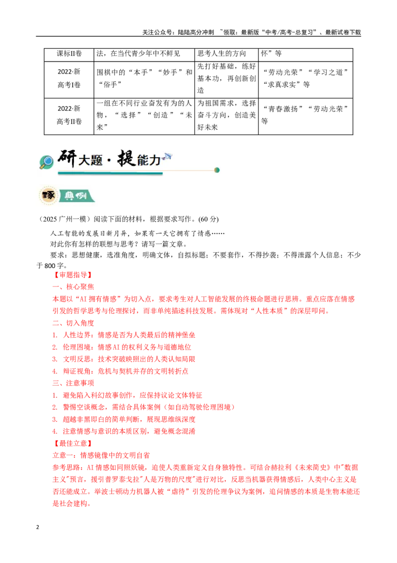 《大题09写作（教师版）_专项复习_2025年_2025年高考语文大题突破+限时集训（新高考通用）》第2页预览