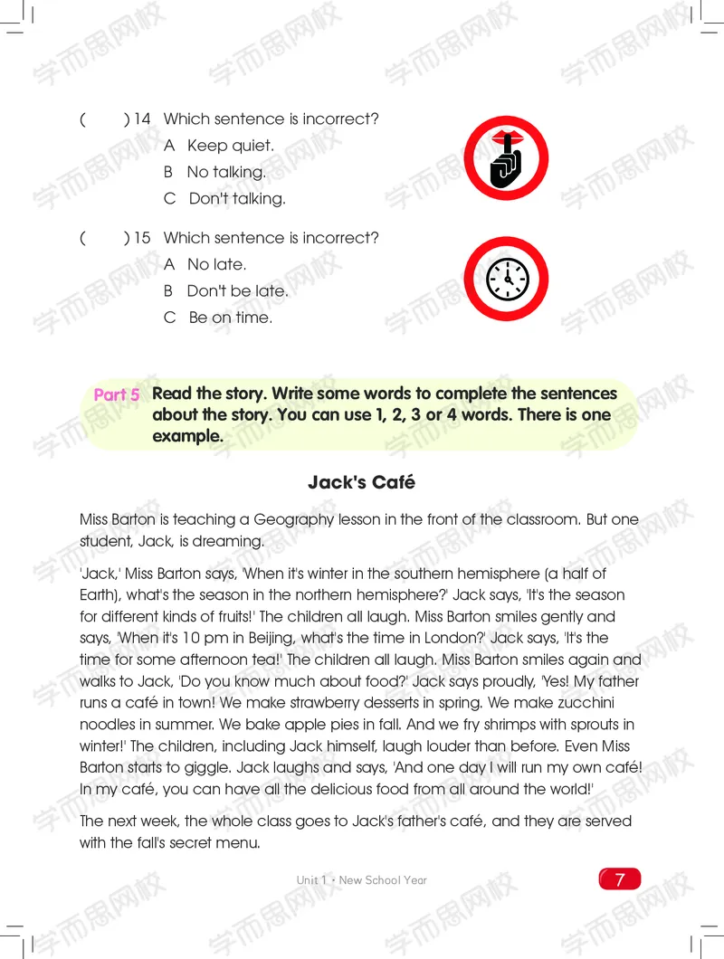 《寒剑桥英语系统课（KET入门班）练习册-6db9648c23ba_小学学而思全套_四年级全套_四年级2020年暑-2021年的直播课_2021年寒假课程四年级》第7页预览