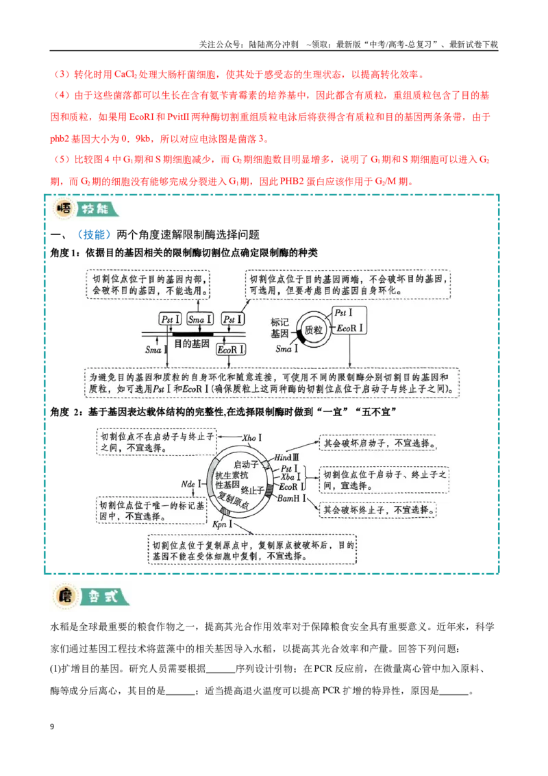 《大题05基因工程（黑吉辽蒙专用）（教师版）_06-生物-高考总复习_专项复习_2025年_2025年高考生物大题突破+限时集训（黑吉辽蒙专用）》第9页预览