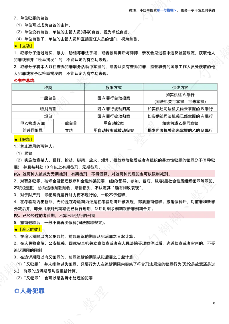 《柏浪涛刑法100题涉及到的知识点_2026法考客观_众-H_26法考ZH考前100题_柏浪涛考前100题考点集合19页纸》第8页预览
