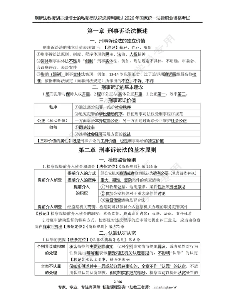 《胡志斌教授：《重点考点强化带背讲义》（2026版）_2026法考客观_名师私塾_胡志斌刑诉视频+讲义_02考点强化带背_00讲义》第2页预览