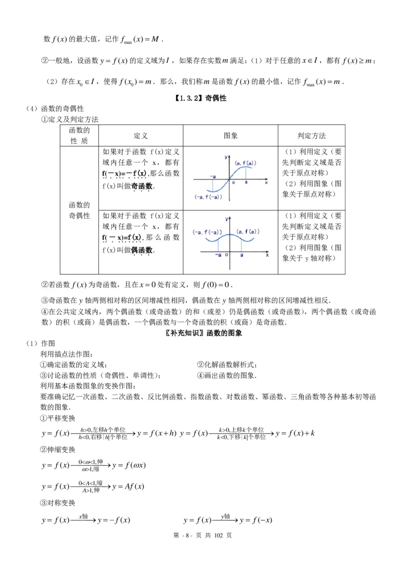 《高中数学知识点总结(最全版)-950147fb6fae_学而思高三全套_2019秋季高三直播_秋季目标清北班高三理科数学1(1).5轮复习直播班（全国）16讲王侃_资料》第8页预览