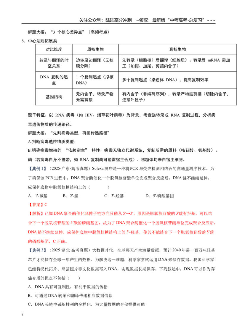《培优专题06遗传信息的传递与表达（高效培优讲义）（全国通用）（教师版）_06-生物-高考总复习_一轮复习_2026年-生物高考一轮复习_2026版_一轮培优提升》第8页预览
